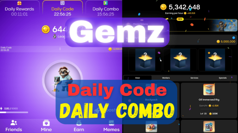 Gemz Daily Combo, Daily Code Today