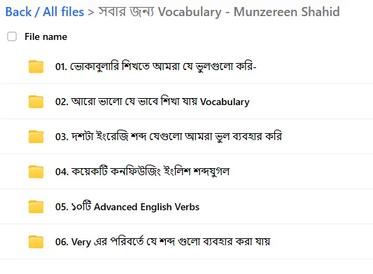 সবার জন্য Vocabulary - Munzereen Shahid